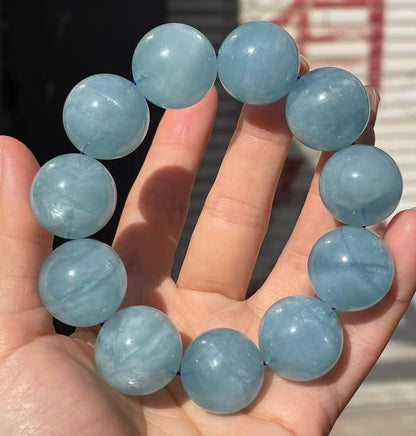 20mm Natural Black Starlight Aquamarine beaded bracelet
