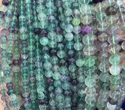Natural Rainbow fluorite smooth round loose beads