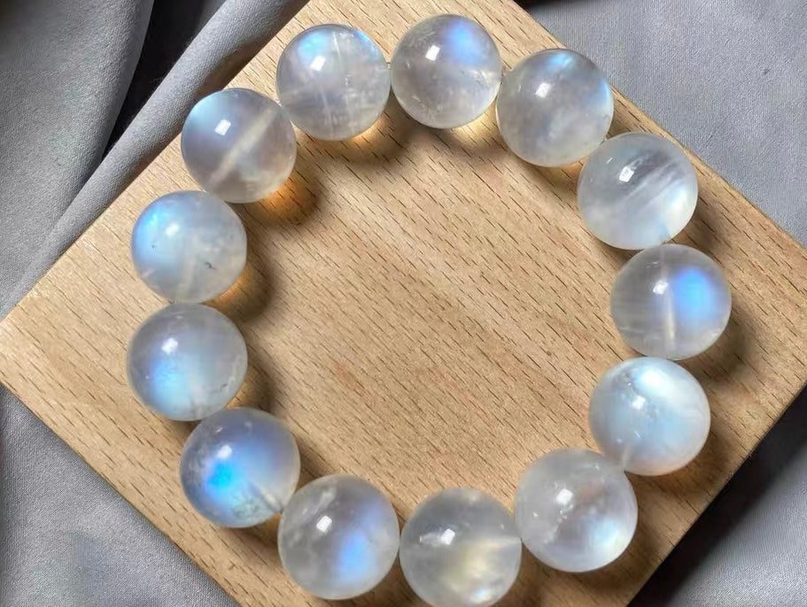 16-17MM Natural Rainbow blue moonstone beaded bracelet