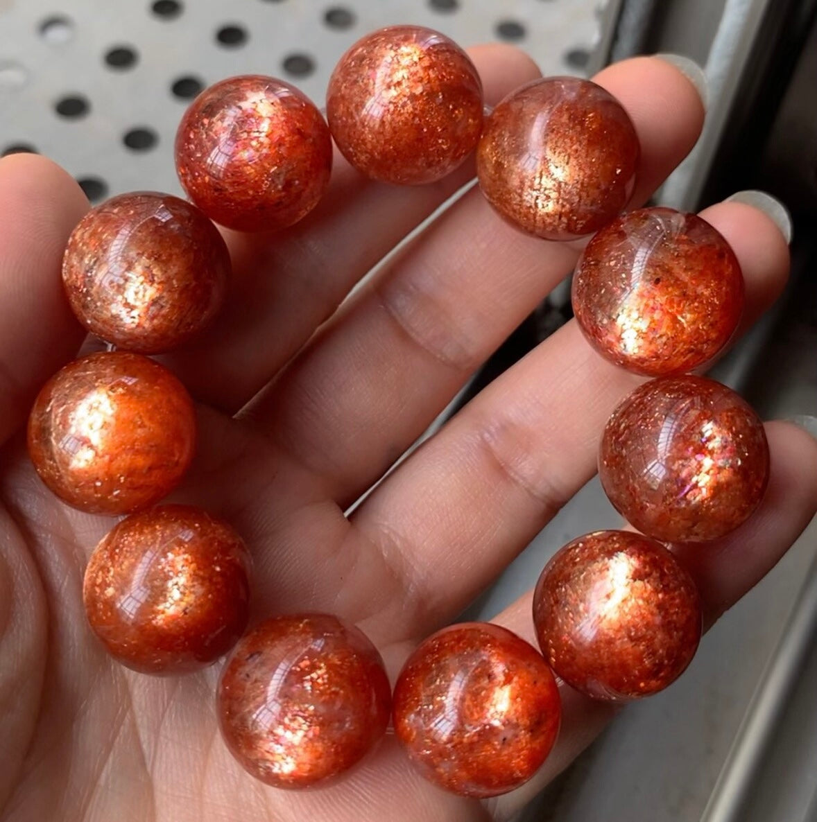 18mm Natural Golden sunstone gemstone beads bracelet
