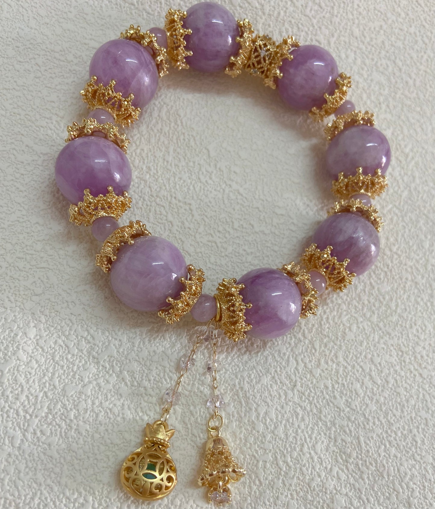 Natural kunzite beads handmade bracelet 16mm