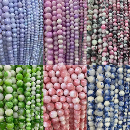 Rainbow Jade smooth round loose beads