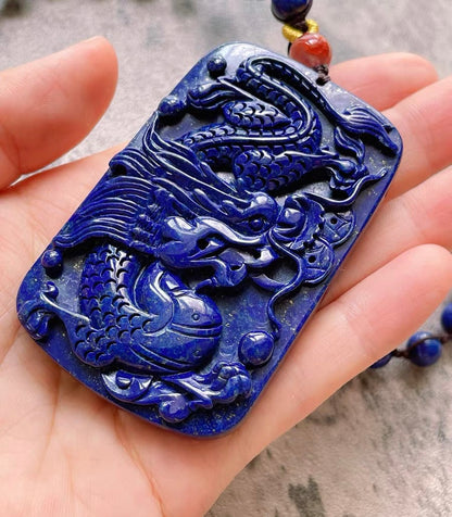 Natural Lapis Lazuli beaded necklace,Lapis Lazuli Carved pendant