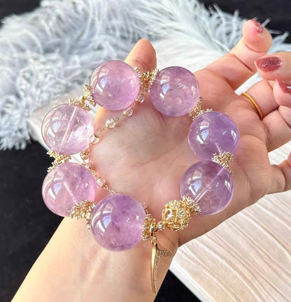 23MM lavender Purple Amethyst Quartz Crystal beaded bracelet
