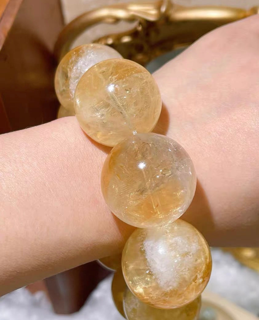28MM yellow citrine quartz crystal bracelet