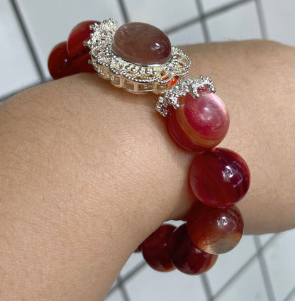 Rare Orange Lepidolite handmade bracelet 14mm