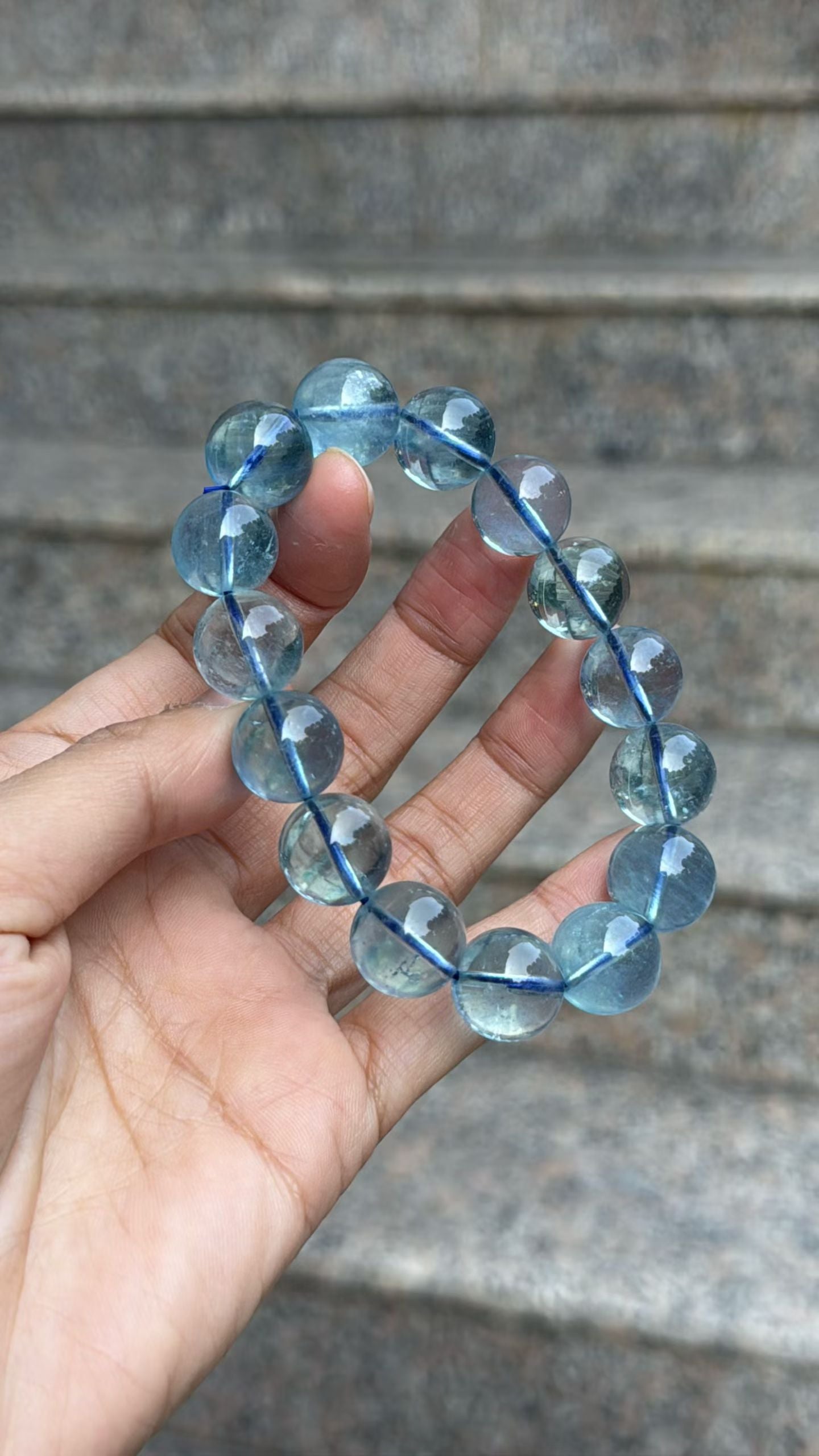 Natural Genuine blue aquamarine beads bracelet 13mm