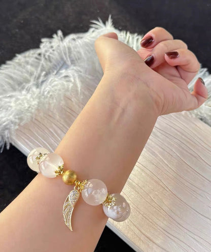 Natural white Snow phantom quartz Crystal beaded bracelet 16mm,large size beaded
