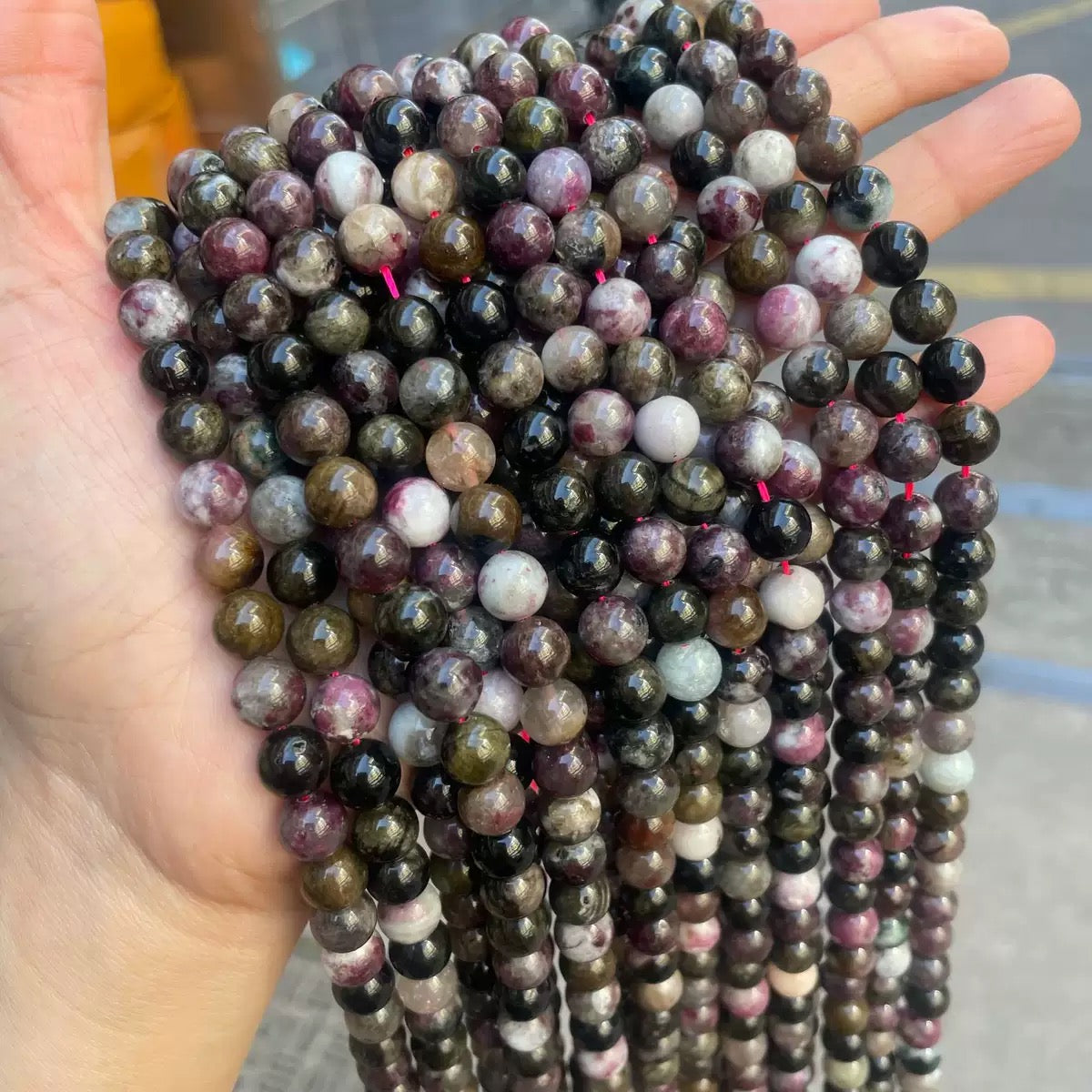 Natural Multicolor tourmaline smooth round loose beads