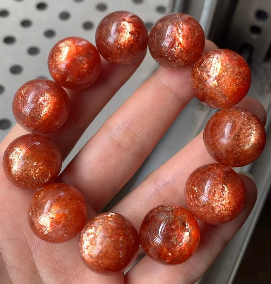 18mm Natural Golden sunstone gemstone beads bracelet