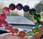 Natural Tourmaline Bracelet Multicolor Round Bead Crystal Bangle