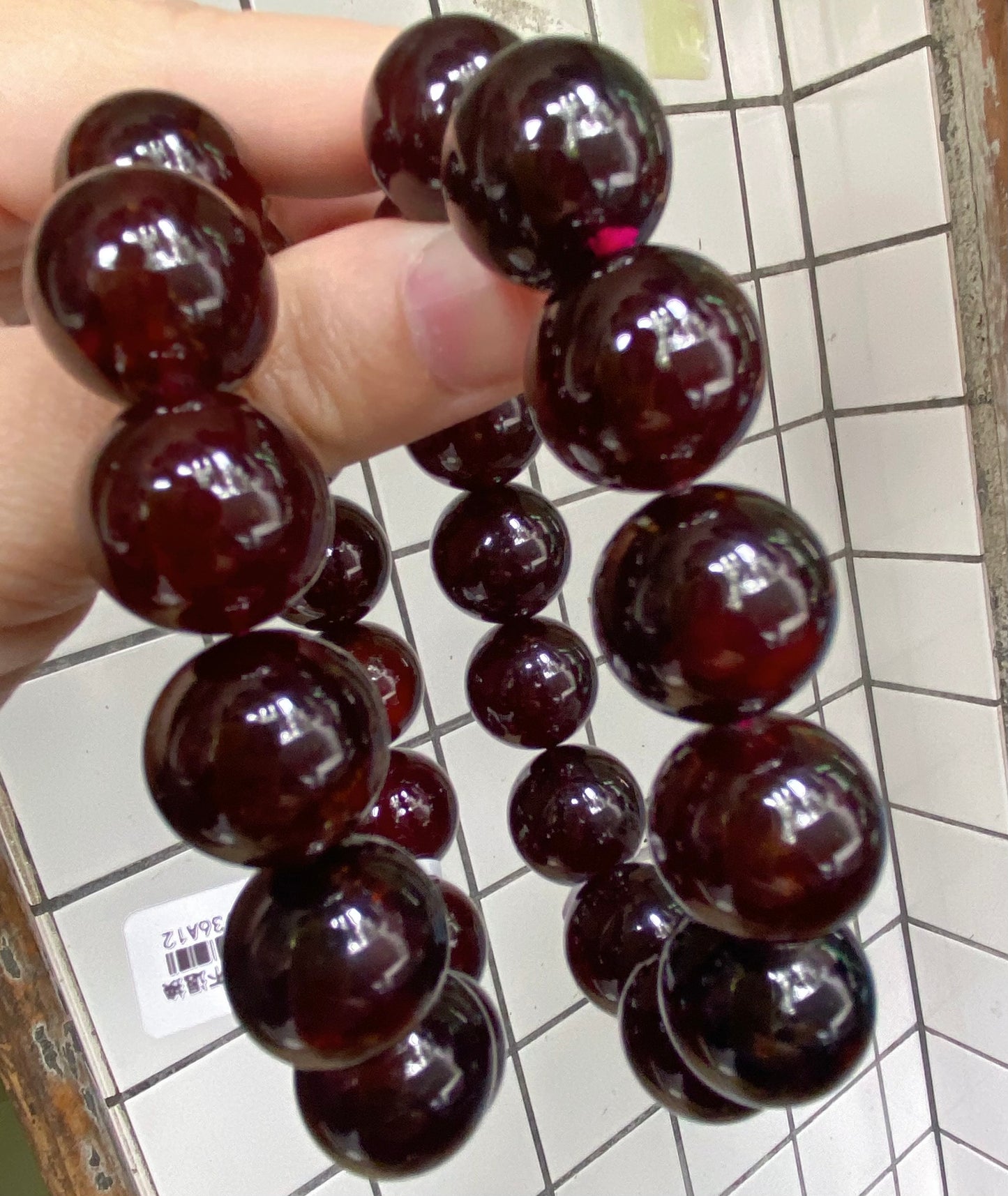 Natural Orange Red Garnet beaded bracelet 17mm