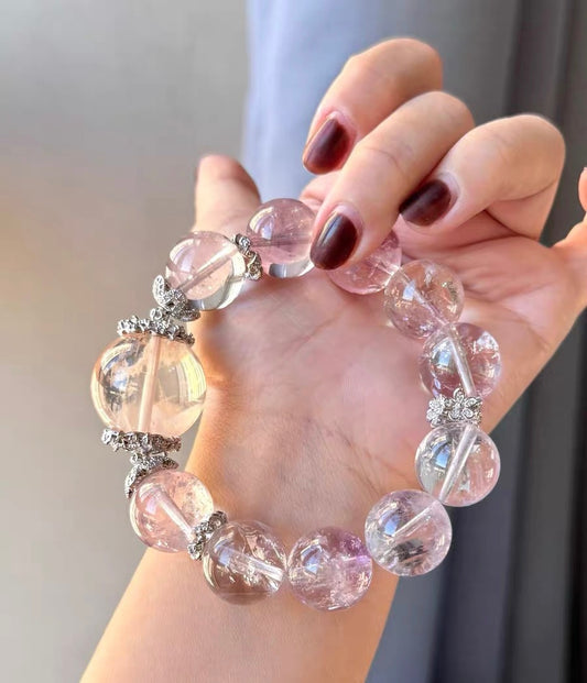 Natural Rainbow Purple Asai Amethyst Quartz Crystal beads bracelet 16mm