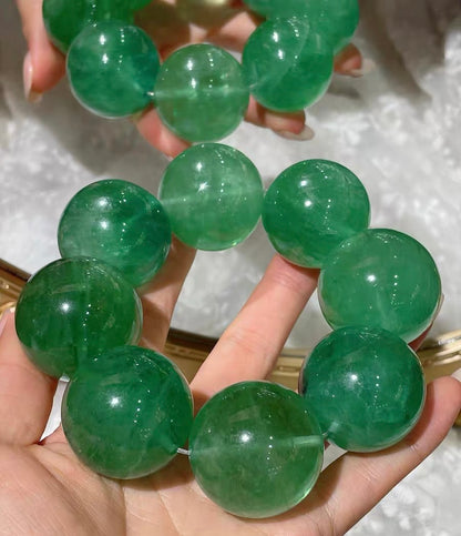 Natural Green fluorite beads bracelet 30mm
