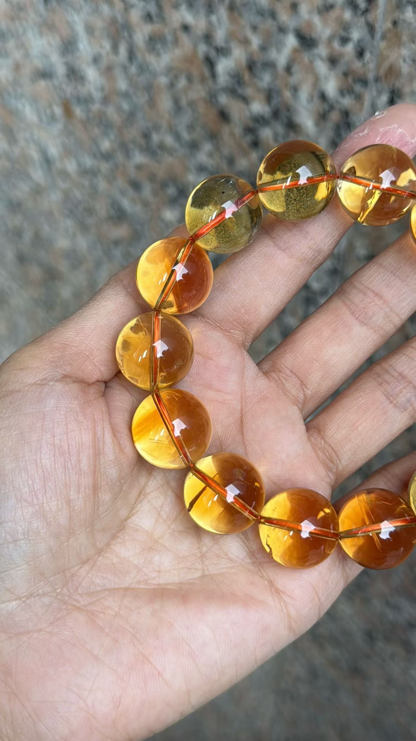 Natural Citrine yellow Citrine Quartz Crystal beads bracelet 17mm