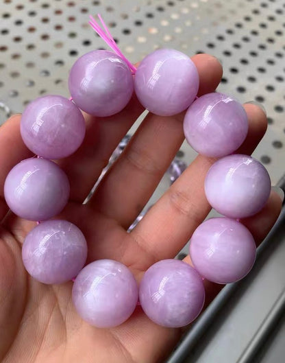 21mm Natural purple kunzite beaded bracelet
