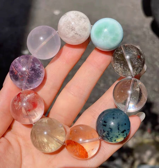 Natural Mixed Crystal Gemstone beaded bracelet 22mm