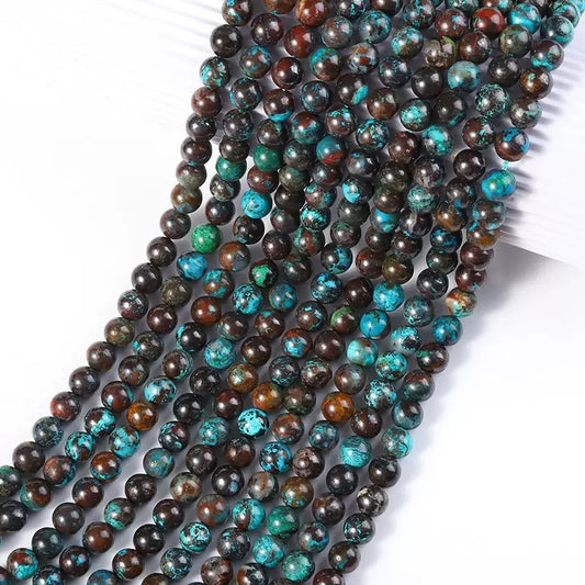 Real Genuine Natural Chrysocolla Azurite round loose beads wholesale