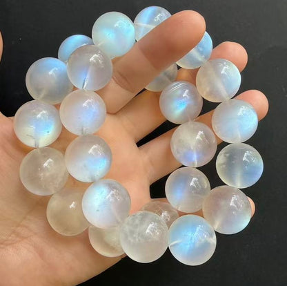20mm Natural Blue Flashlight white moonstone beads bracelet