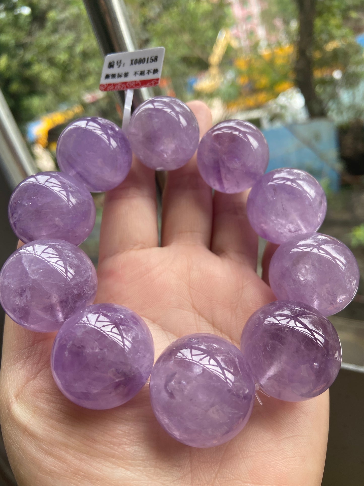 Natural lavender Amethyst Quartz Crystal beads bracelet,25mm
