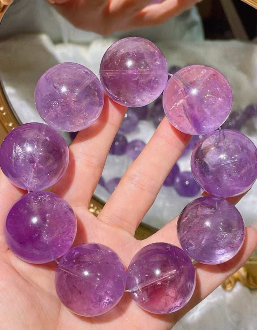 28MM Lavender Purple Amethyst Quartz Crystal bracelet