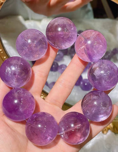28MM Lavender Purple Amethyst Quartz Crystal bracelet