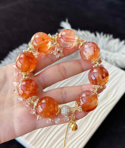 19mm Natural Red Hematoid Lepidocrocite Quartz Crystal beaded bracelet