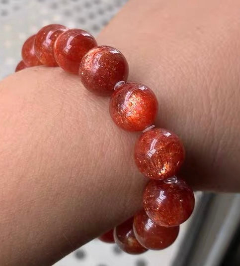 12mm Natural Golden Sunstone beaded bracelet