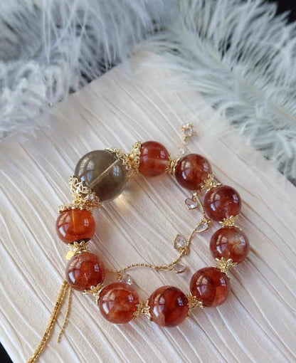 17mm Natural Red Hematoid Lepidocrocite Quartz Crystal beaded bracelet