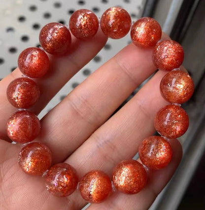 12mm Natural Golden Sunstone beaded bracelet