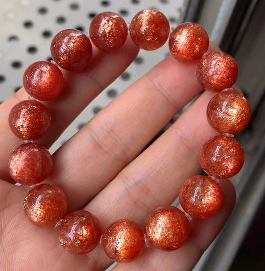 12mm Natural Golden Sunstone beaded bracelet