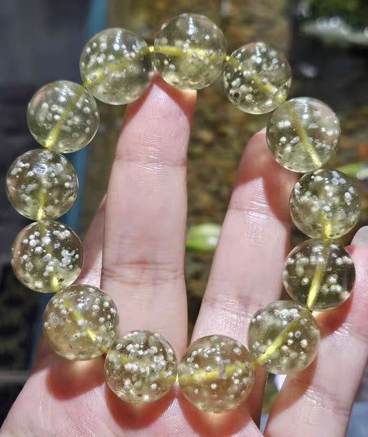 16MM Snow Libyan desert glass beads Beads Bracelet