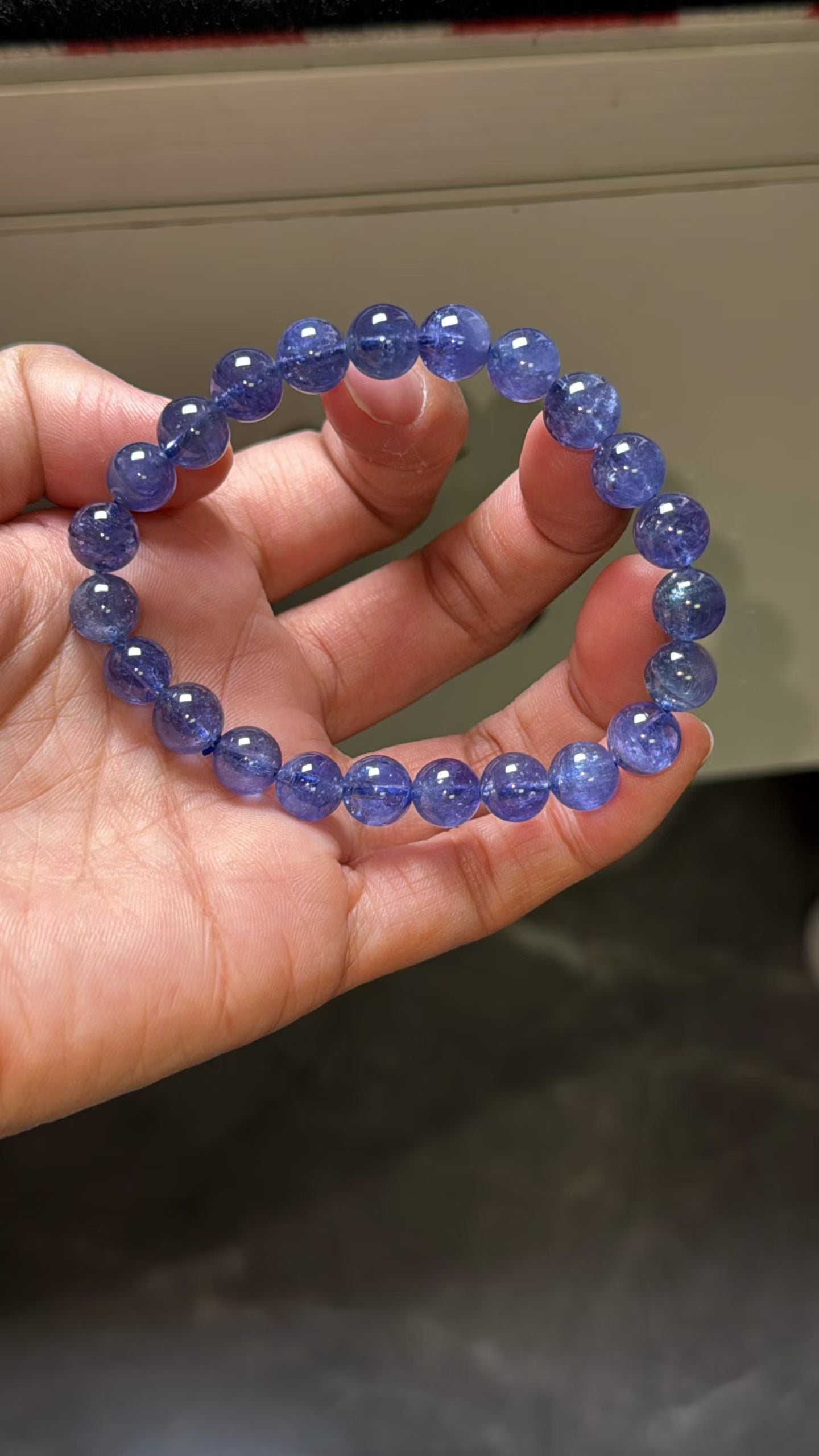 8mm Natural blue Tanzanite round beads bracelet