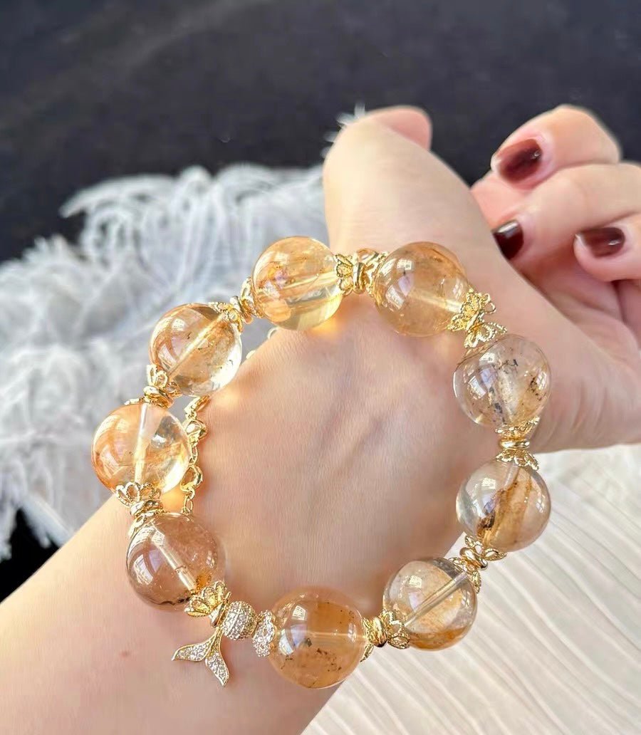 17mm Natural Hematoid Lepidocrocite quartz Crystal beads bracelet