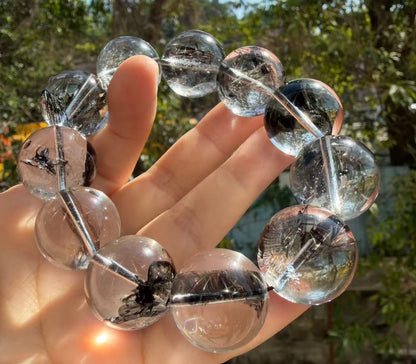 Natural Rainbow Herkimer diamond Quartz Crystal beads bracelet 21mm