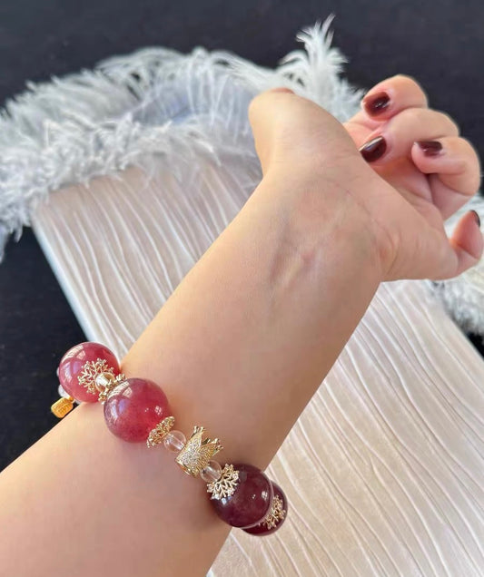 18mm Natural Red strawberry Quartz Crystal beads bracelet