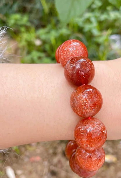 17mm Natural Golden Sunstone beaded bracelet