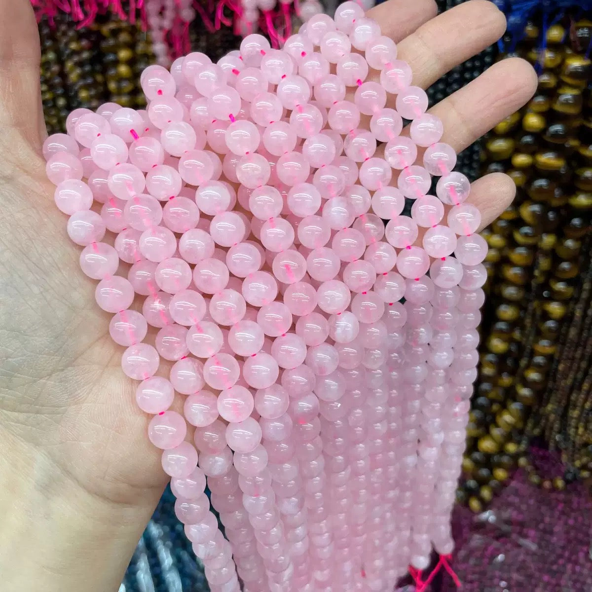 Natural pink Rose quartz Crystal round loose beads wholesale