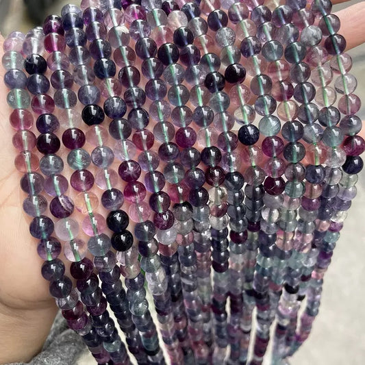Natural purple fluorite loose beads wholesale