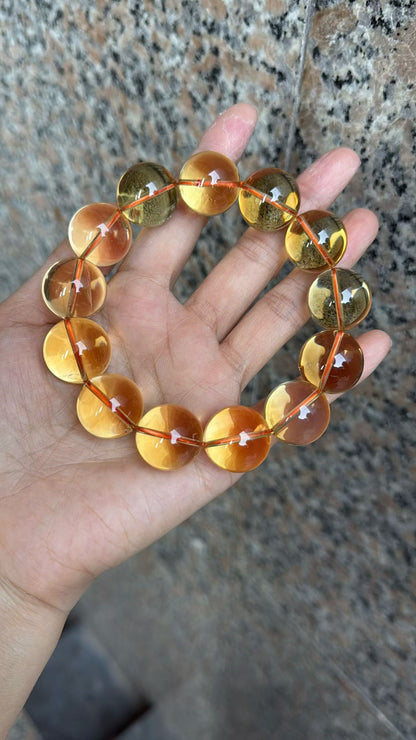 19mm Natural Citrine Quartz Crystal beads bracelet