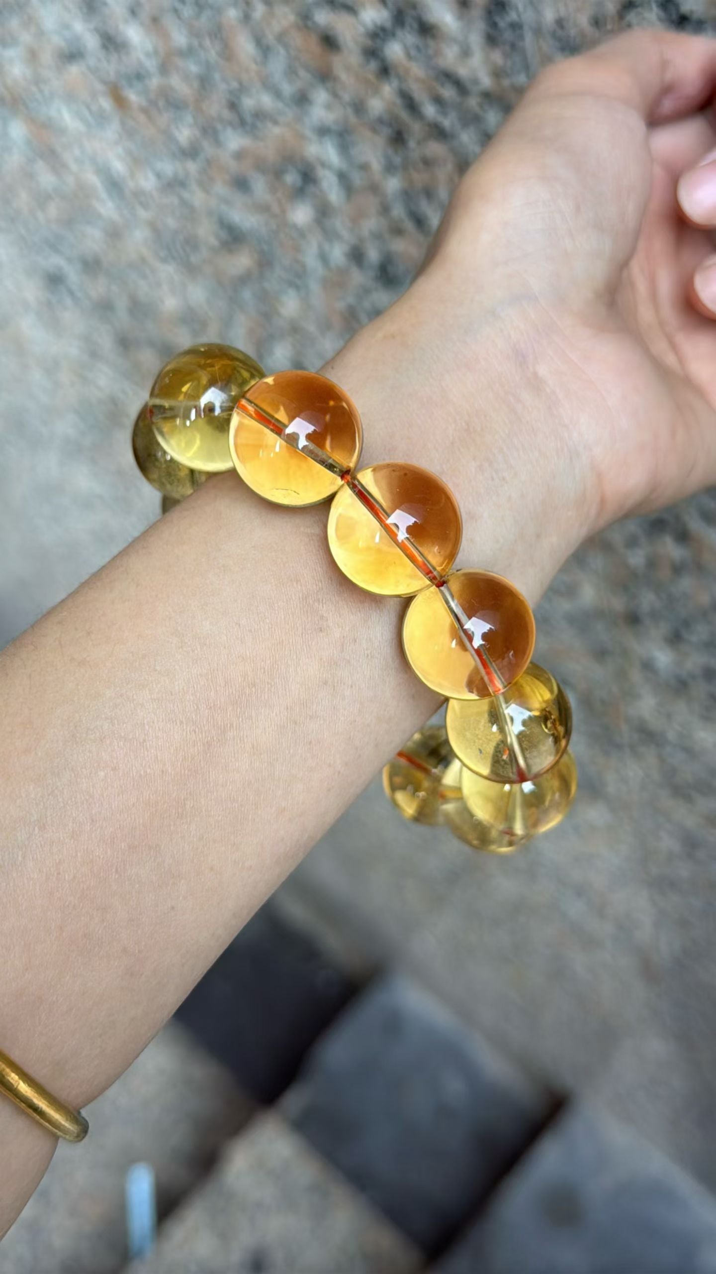 19mm Natural Citrine Quartz Crystal beads bracelet