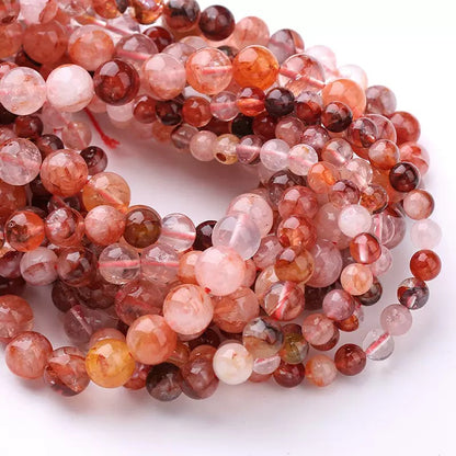 Natural Red Hematoid Lepidocrocite Quartz Crystal loose strands beads wholesale