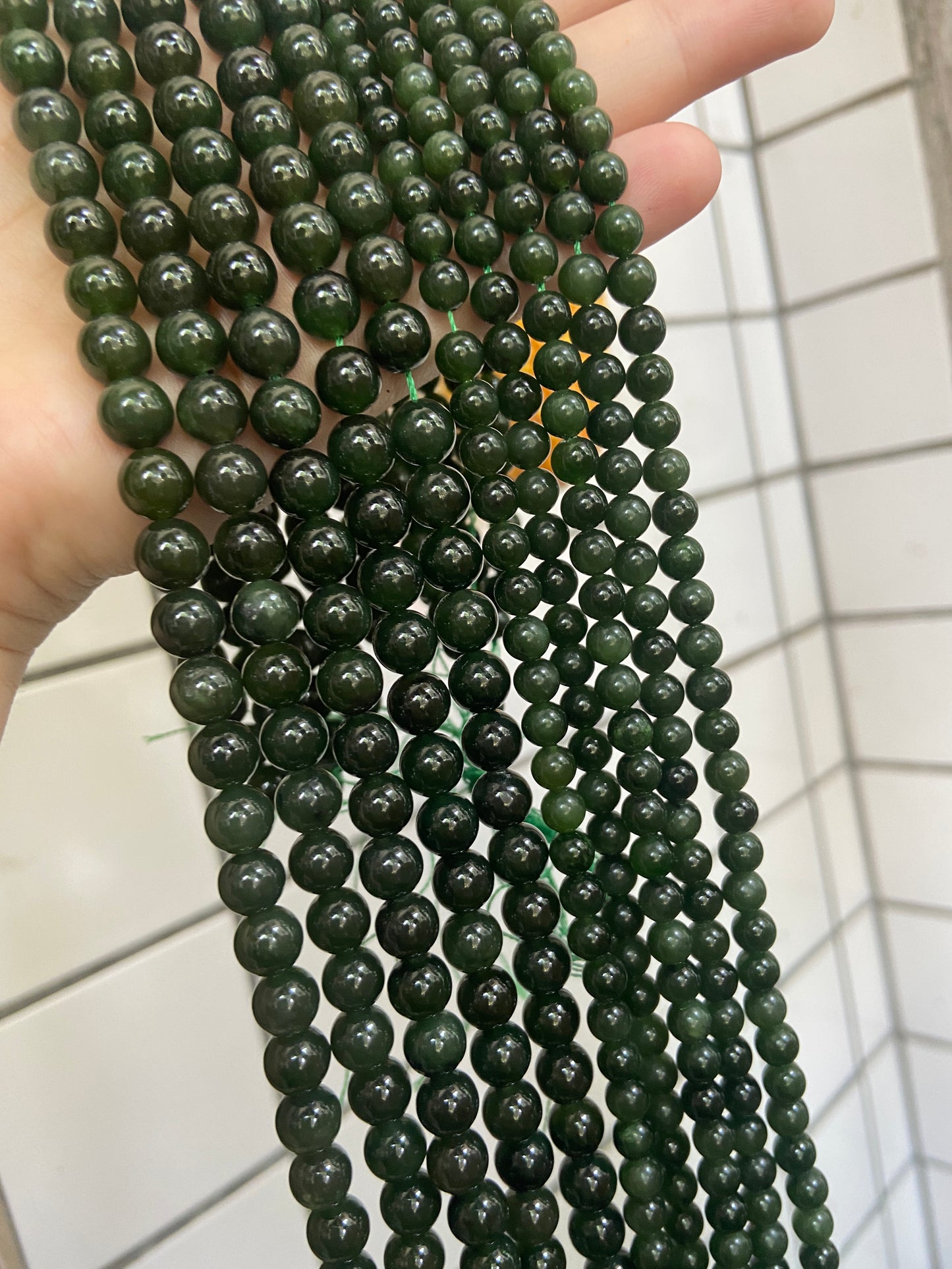 Natural Genuine Canada Green Jade Round Beads,6mm 8mm 10mm Natural and Smooth Round Beads,15 one Full Strand