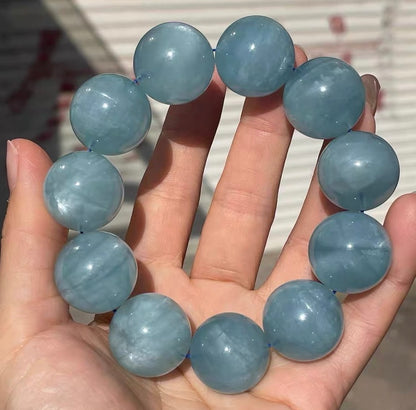 20mm Natural Black Starlight Aquamarine beaded bracelet