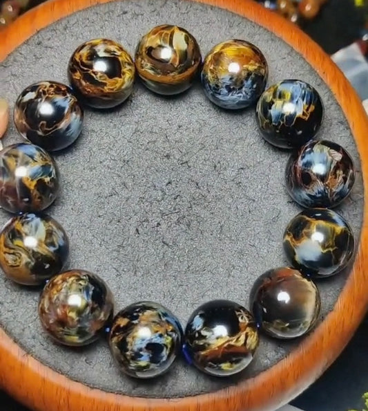17MM Natural Blue Brown Pietersite Beaded bracelet