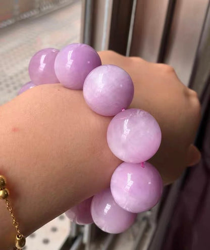 21mm Natural purple kunzite beaded bracelet