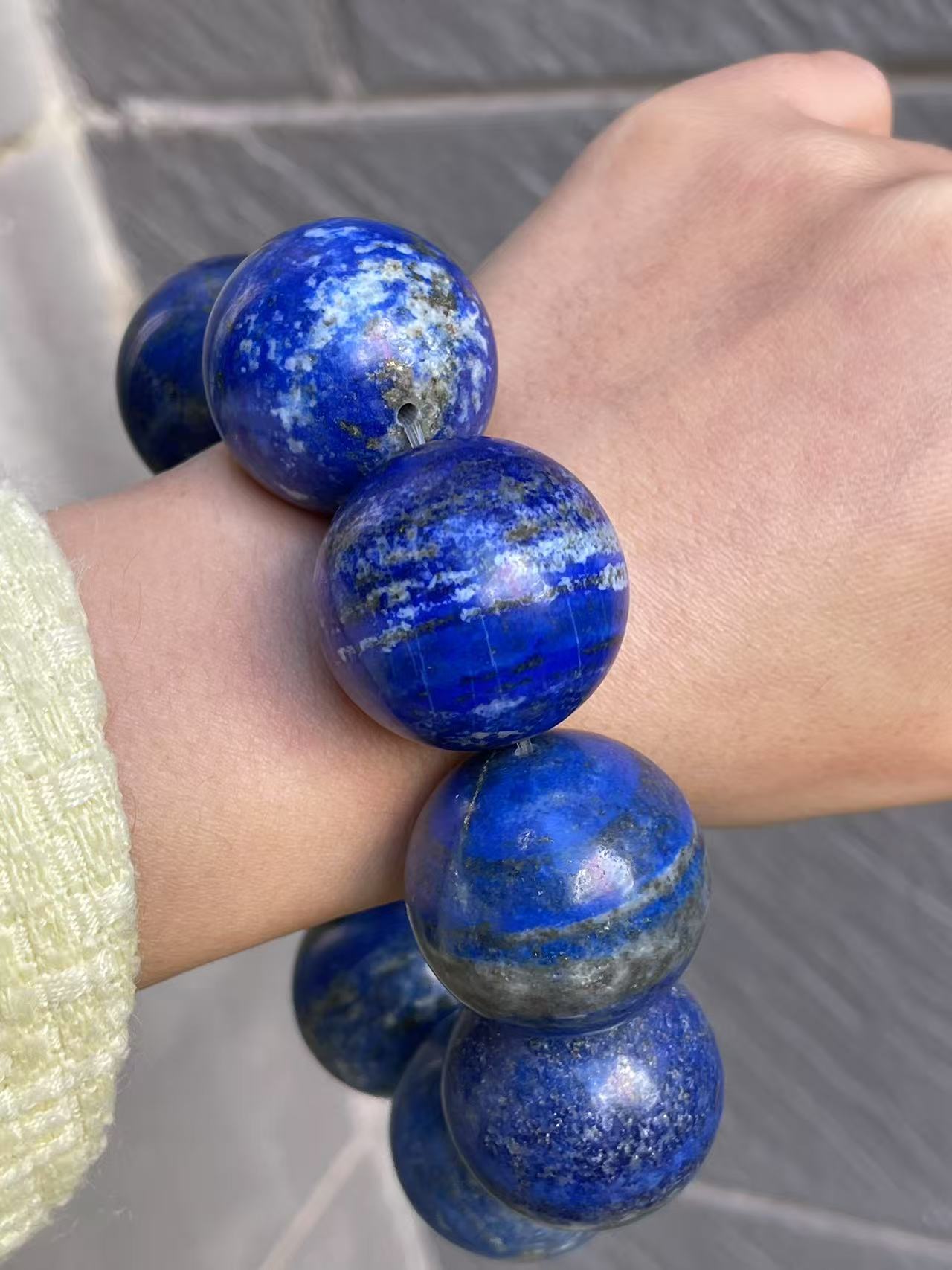 28mm Natural Lapis Lazuli beaded bracelet