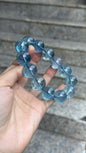 Natural Genuine blue aquamarine beads bracelet 17mm