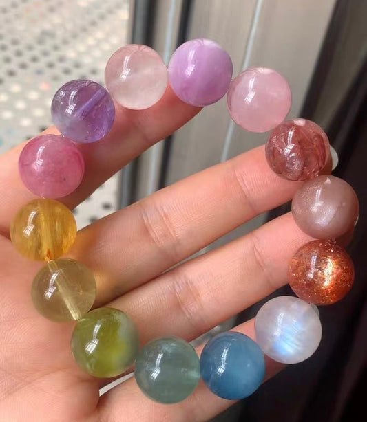 14MM Natural Mixed Gemstone Crystal bracelet
