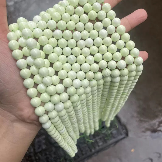 Natural Lemon Chrysoprase Smooth Round loose Beads